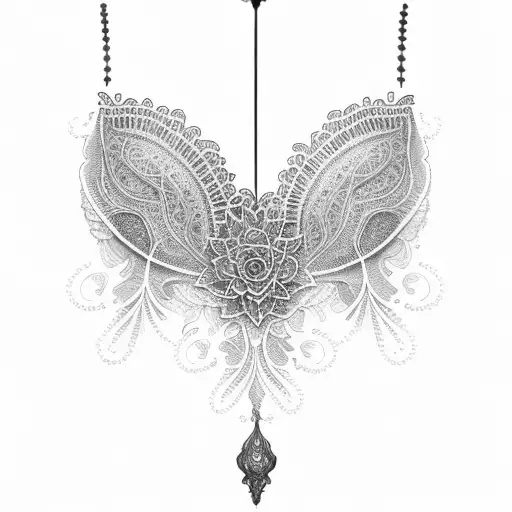 thin lace sternum, beautiful, intricate, floral, across the collar bone, between the chest and ending at top stomach  tattoo design idea