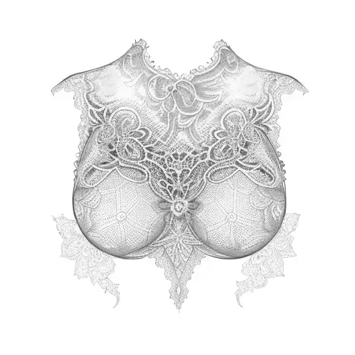 lace sternum tattoo, beautiful, intricate, floral, across the collar bone, between the chest and ending at top stomach  tattoo design idea