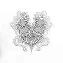 thin lace sternum, beautiful, intricate, floral, across the collar bone, between the chest and ending at top stomach  tattoo design idea