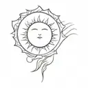 The sun is in eclipse tattoo design idea