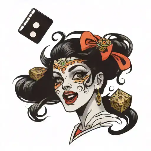 women money dice tattoo design idea