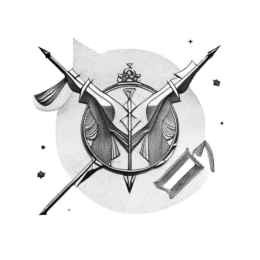 sagittarius, justice, lawyer tattoo design idea