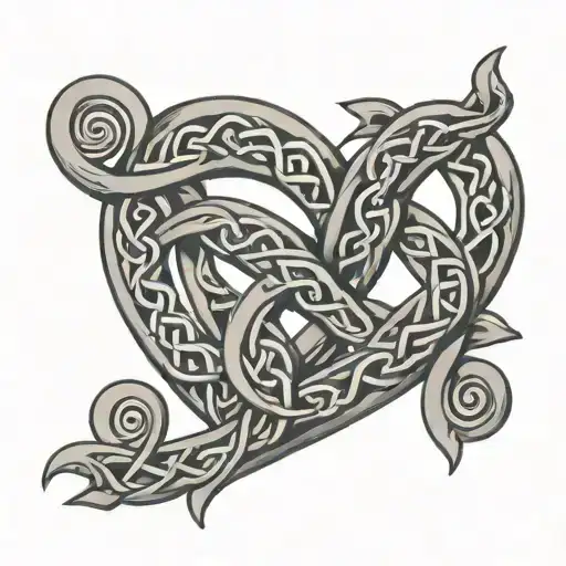 Celtic knotwork intertwined spirals heart  tattoo design idea