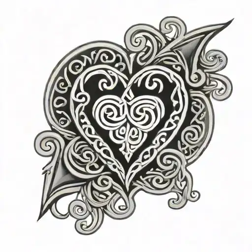 Celtic knot heart  surrounded by spirals  tattoo design idea