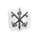 einzelnes Schwert mit Totenkopf Kreuz und Knauf  tattoo design idea