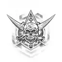 einzelnes Schwert mit Totenkopf Kreuz und Knauf  tattoo design idea