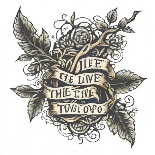 A tattoo on the arm with the phrase "I will live one life for the two" and two intertwined tree branches tattoo design idea