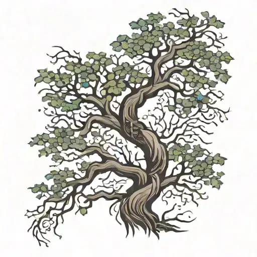 the phrase I will live one life for the two and two intertwined tree branches that symbolize growing together and that one died tattoo design idea