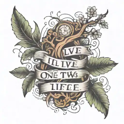 A tattoo on the arm with the phrase "I will live one life for the two" and two intertwined tree branches tattoo design idea