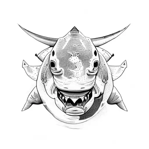 aerial photo bull sharks tattoo design idea