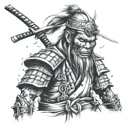 samurai zombie tattoo design idea