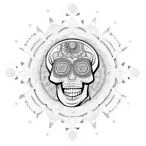 Mandala with skull tattoo design idea