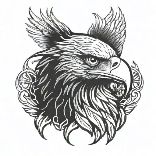 eagle head and wings tattoo design idea