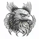 eagle head and wings tattoo design idea