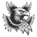eagle head and wings tattoo design idea