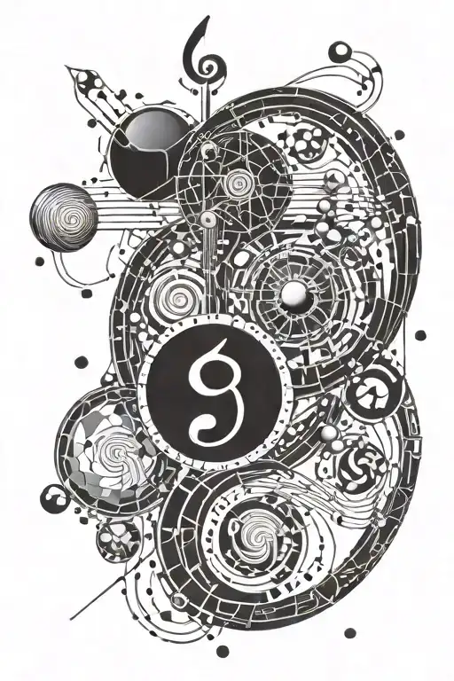 capricorn aries cancer aquarius musical notes marbles tattoo design idea