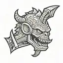 fallout vault boy deathclaw head machete  tattoo design idea