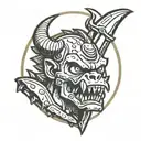 fallout vault boy deathclaw head machete  tattoo design idea