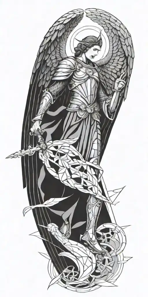archangel Michael in Dream Caused by the Flight tattoo design idea