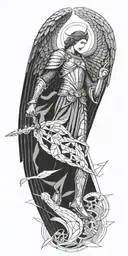 archangel Michael in Dream Caused by the Flight tattoo design idea