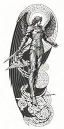 archangel Michael in Dream Caused by the Flight tattoo design idea