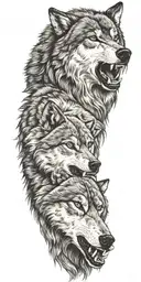 wolf snarling at bear head profile holding tattoo design idea