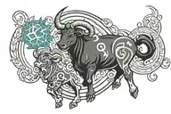 taurus protecting aquarius tattoo design idea