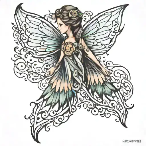 fairy wings tattoo design idea