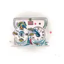 antique calender, with the hand of two children pointing at 31/12 tattoo design idea