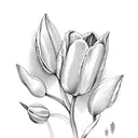 Tulips with oak tree leaves tattoo design idea