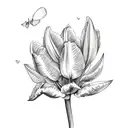 Tulips with oak tree leaves tattoo design idea