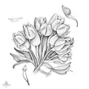 Tulips with oak tree leaves tattoo design idea