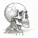 sexy chick with large skull tattoo design idea