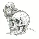 sexy chick with large skull tattoo design idea