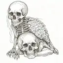 sexy chick with large skull tattoo design idea