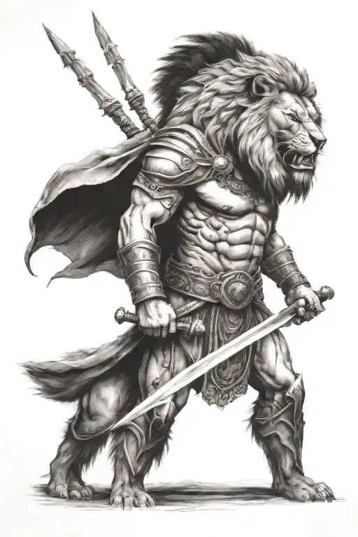 Scarred and angry lion tattoo design idea