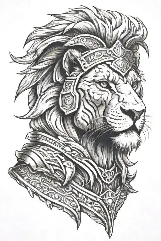 Spartan warrior lion tattoo design idea