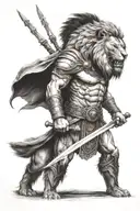 Scarred and angry lion tattoo design idea