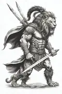 Scarred and angry lion tattoo design idea