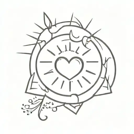 sunshine and heart tattoo design idea