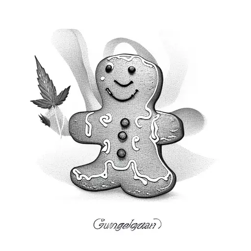gingerbread man weed tattoo design idea