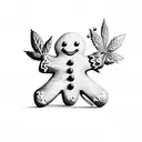 gingerbread man weed tattoo design idea
