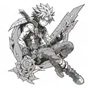 A tattoo design incorporating elements from My Hero Academia, Naruto, and Tokyo Revengers, symbolizing the client's love for anime tattoo design idea