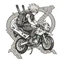 A tattoo design incorporating elements from My Hero Academia, Naruto, and Tokyo Revengers, symbolizing the client's love for anime tattoo design idea