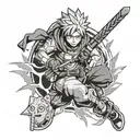 A tattoo design incorporating elements from My Hero Academia, Naruto, and Tokyo Revengers, symbolizing the client's love for anime tattoo design idea