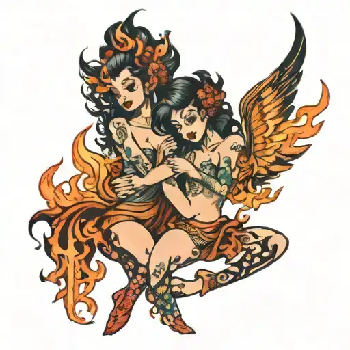 We're dancing like flames, flickering in the night tattoo design idea