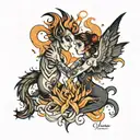 We're dancing like flames, flickering in the night tattoo design idea