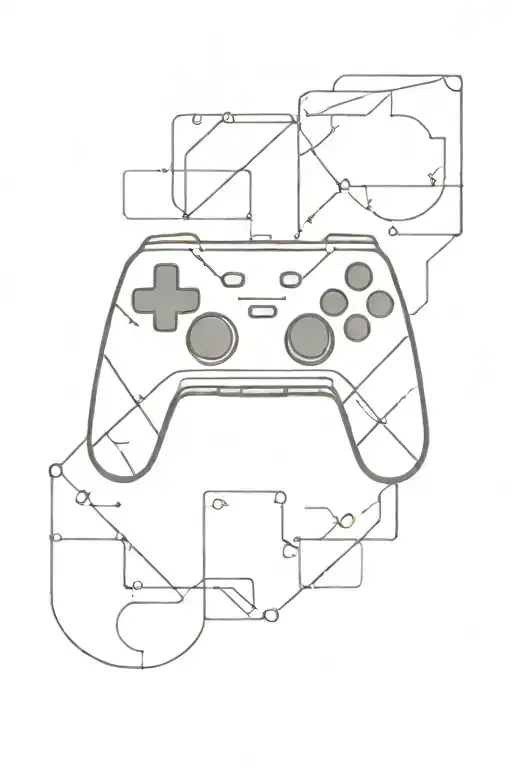 A minimalist tattoo of a gaming controller with geometric patterns tattoo design idea