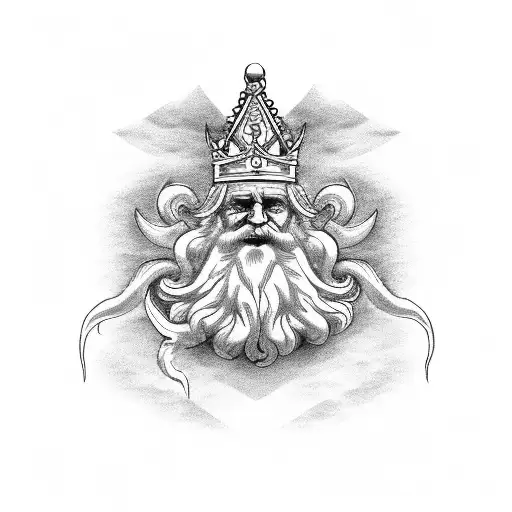 king Neptune trident tattoo design idea