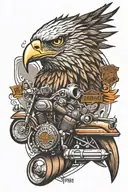 Harley Davidson eagle with badge tattoo design idea